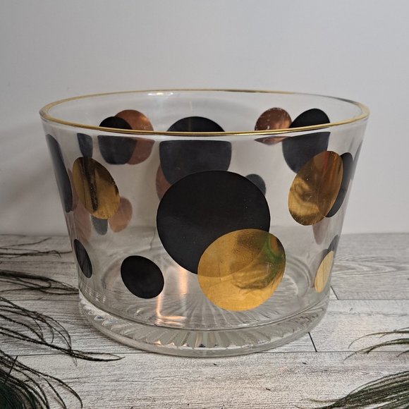 Russel Wright Mid-Century Other - Russel Wright Mid-Century Eclipse Black and 22-Karat Gold Ice Container